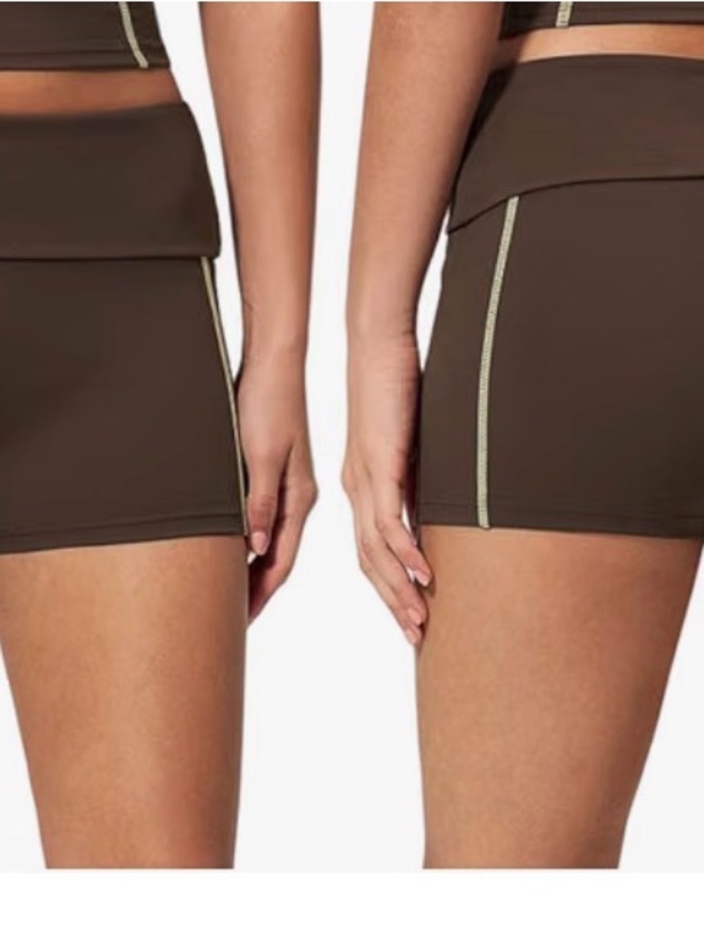 Women’s Brown Active Shorts with Contrast Stitching